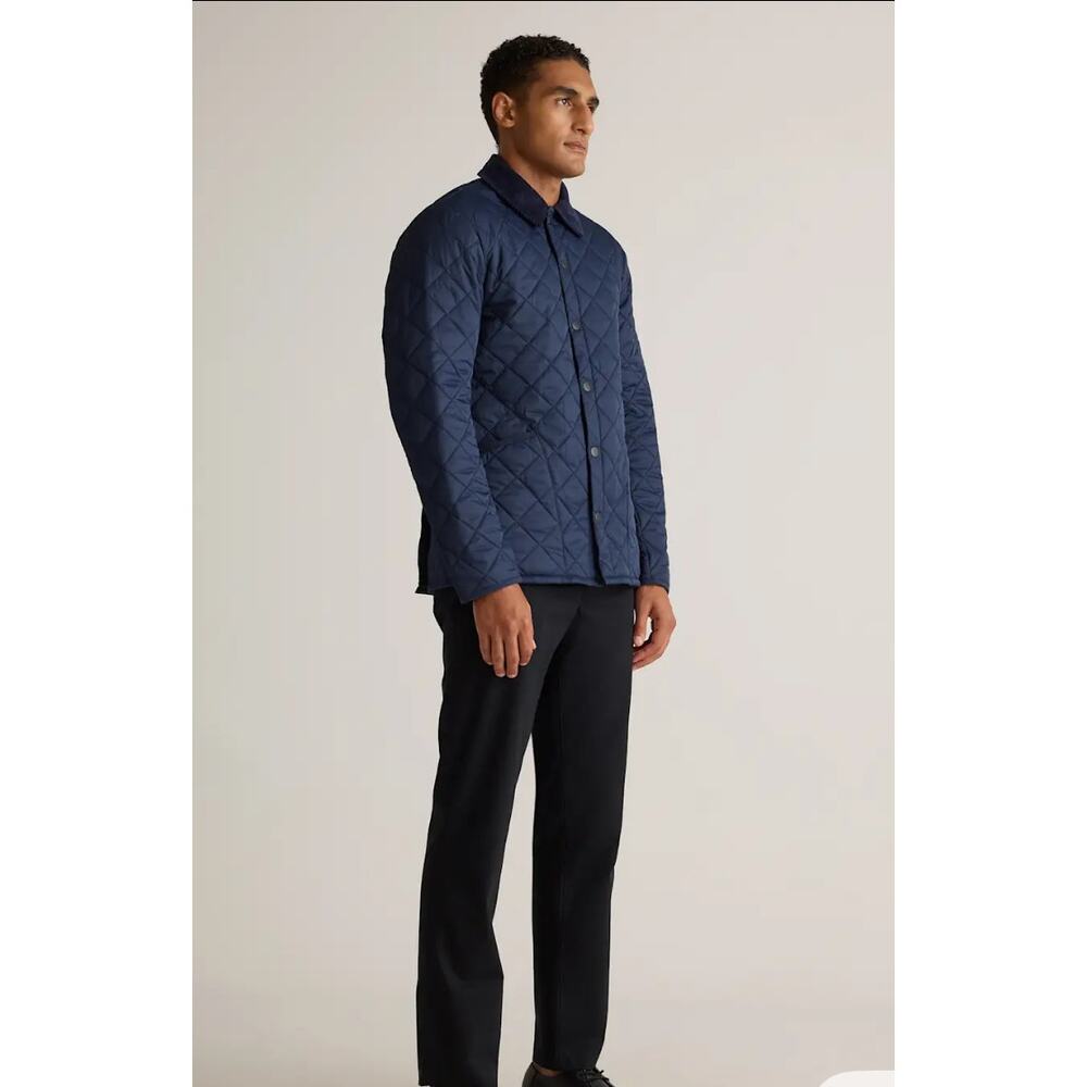 New!  Men's Featherless Quilted Jacket Corduroy Collar Admiral Blue Sz XL #117